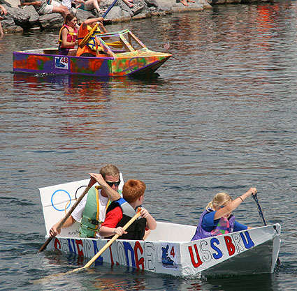 Cardboard boat goers